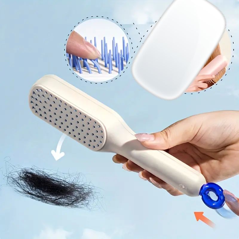 Self Cleaning Hair Brush, One-Click Cleaning Telescopic Hair Comb (Random Color)