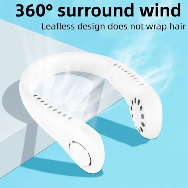 Mini Hanging Neck Fan High Wind 3 Speed Adjustable USB Charging Portable