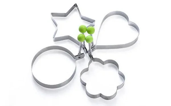 Pack of 4 Stainless Steel Egg Shaper Kitchen Tools (Star, Heart, Round, Flower)