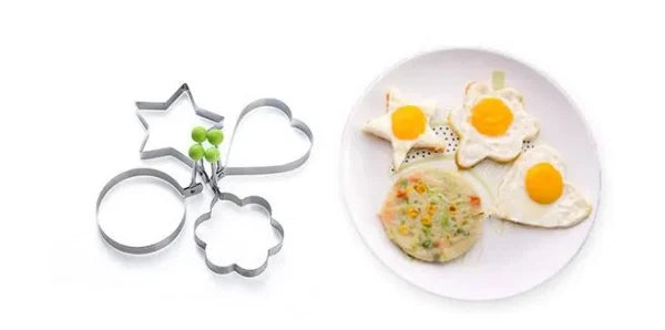 Pack of 4 Stainless Steel Egg Shaper Kitchen Tools (Star, Heart, Round, Flower)