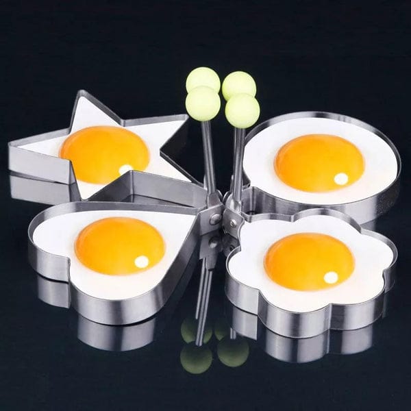 Pack of 4 Stainless Steel Egg Shaper Kitchen Tools (Star, Heart, Round, Flower)
