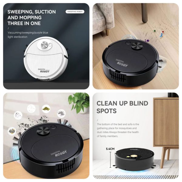 Portable Mini Wireless Smart Sweeping Robot Mopping 3 in 1 Rechargeable Cleaning Machine Vacuum Cleaner Robot (Random Colors)