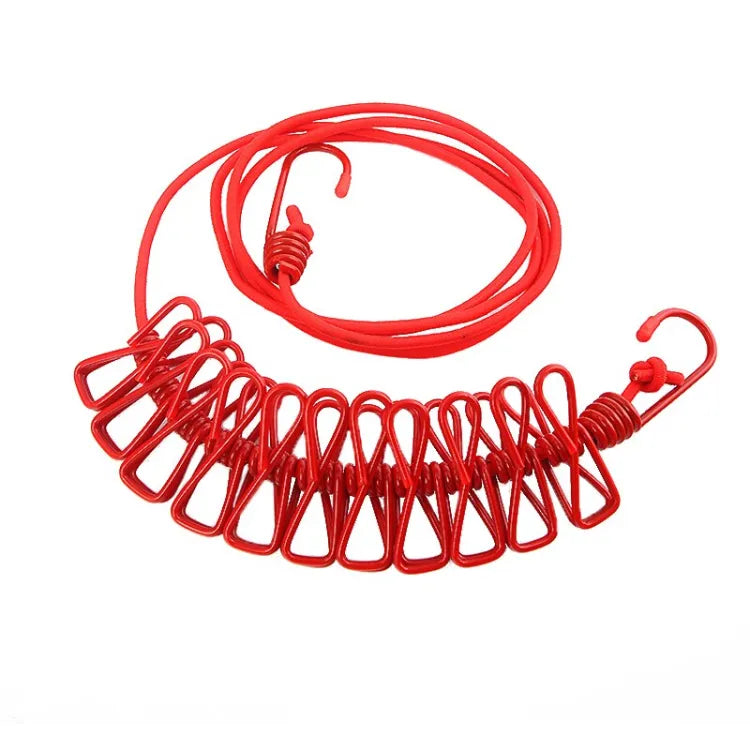 Clip & Hang 185CM Portable Clothesline With (12) Clip - Elastic, Windproof