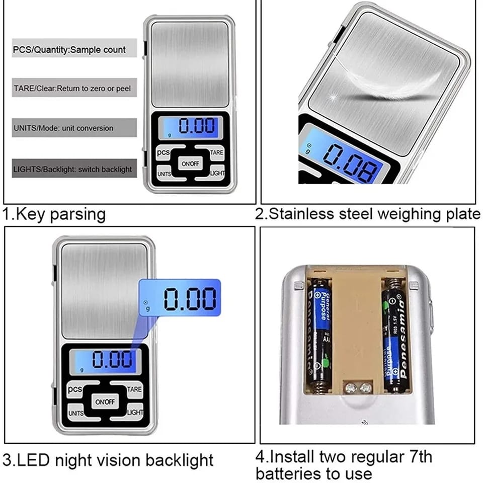 Mini Electronic Scales High Precision Pocket Digital Scale for Gold Sterling Jewelry Balance Gram For Kitchen Scale 500gx0.1g