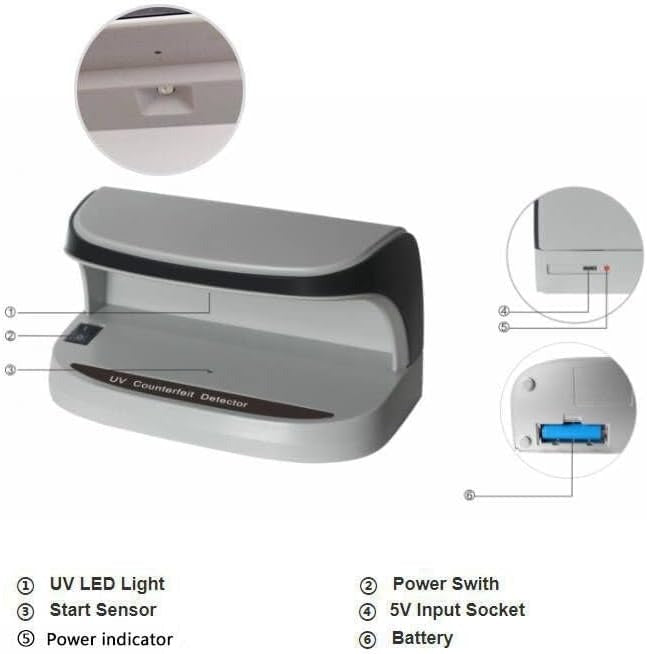 Portable Handy Small UV Counterfeit Detector Bank Note Detector Money Checker with Battery | Note Checker | Fake Note Detector 
