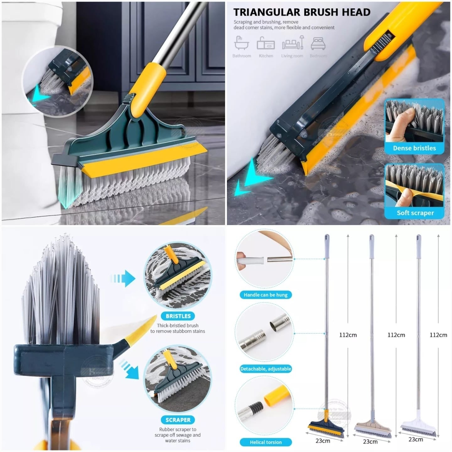 2 in 1 Floor Cleaning Brush with 120° Rotatable Head