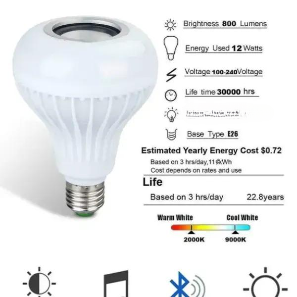 Smart LED Light Bulb with Built-in Bluetooth Speaker + Remote | Best Quality Bluetooth Speaker
