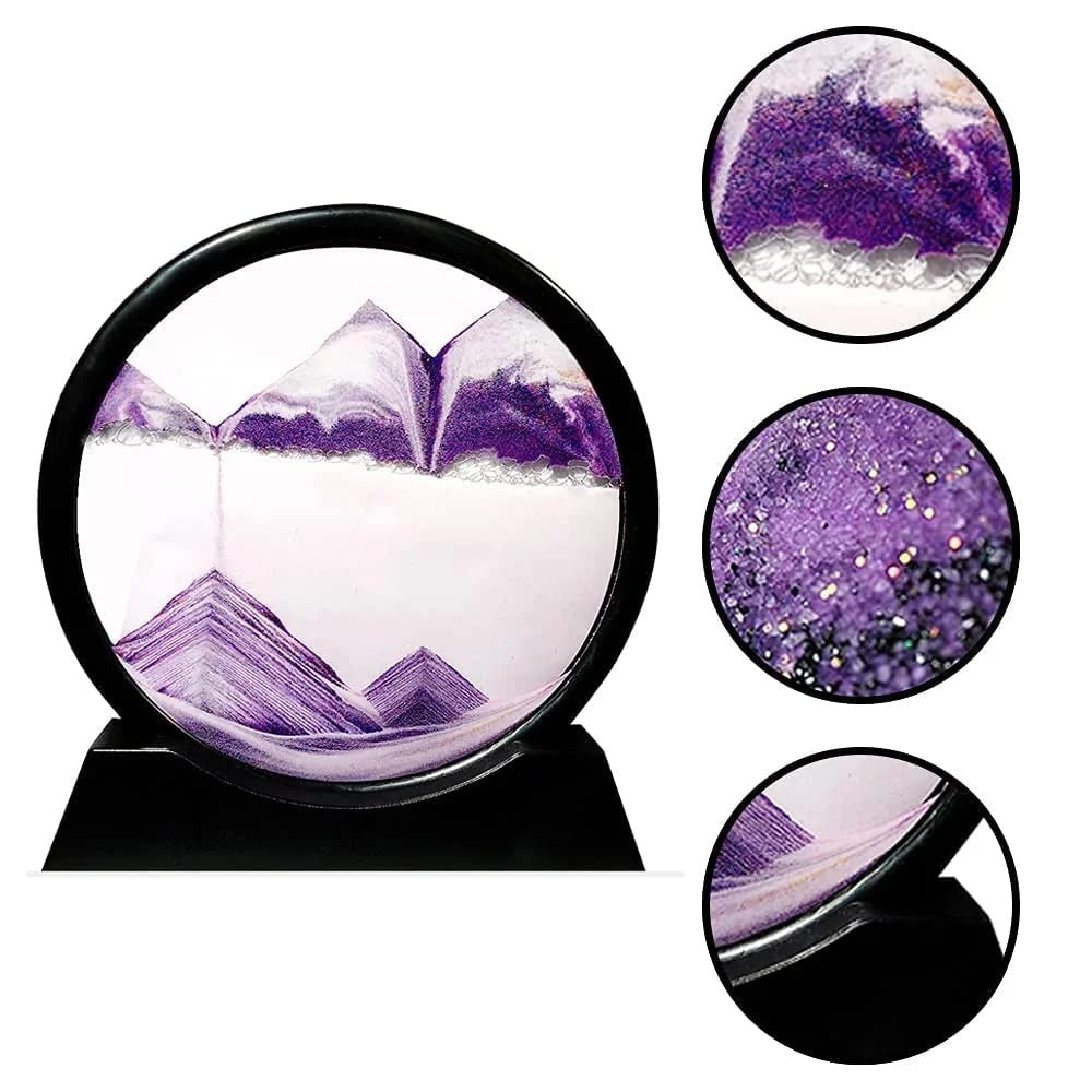 Moving Sand Art 6 inches Sandscape Painting - Sand Clock  - Hourglass Sand Timer - 3D Moving Sand Mountain with Metal Stand - Showpiece - Home Decoration