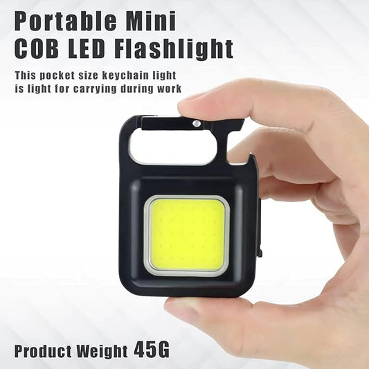Rechargeable Key-Chain Mini Cob LED Flashlight | LED Flashlight Key-Chain With Bottle Opener ( Black Color )
