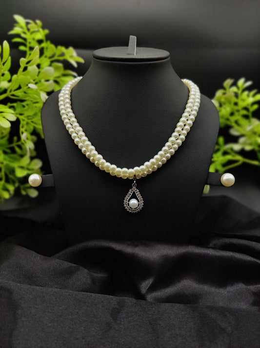 Imported Exquisite Pearl Necklace Set with Radiant Pendant &amp; Earrings 🌟 | Best Quality Necklace For Girls &amp; Women