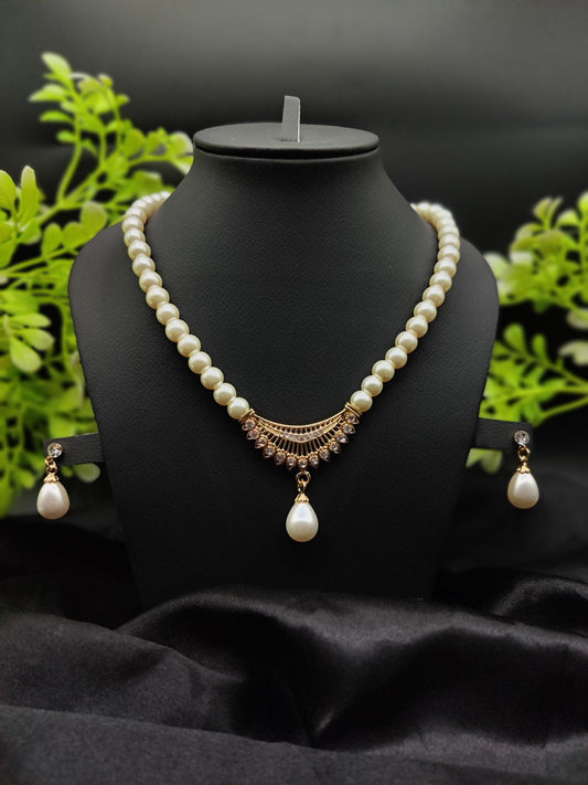✨ Imported Pearl Perfection Dual-Strand Necklace Set with Elegant Teardrop Pendant ✨ | Artificial Necklace For Girls &amp; Women