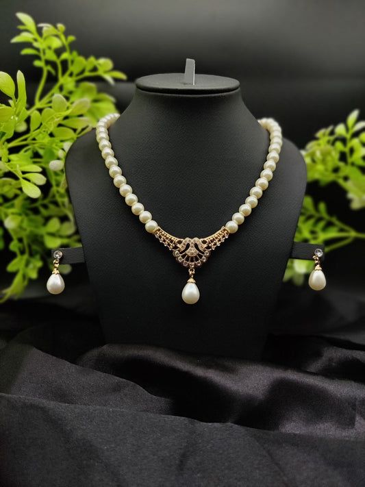 Imported Regal Pearl Embrace Necklace Set with Elegant Drop Design ✨ | Best Quality Necklace For Girls &amp; Women | Artificial Jewellery