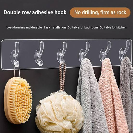 Set Of 05 pcs hooks self adhesive  | Transparent Sticky Hook | Wall Hook Self Adhesive Clothes Coat | Door Hanger Towel Key Holder Bathroom Kitchen Storage Sticker Hook