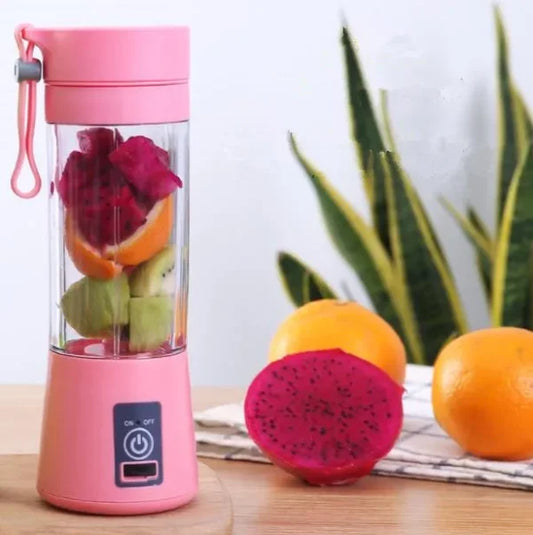 Juicer Portable Outdoor Juicing Cup Home Mini Cordless Crushed Ice Machine USB Charging Fruit Vegetable Blender (Random Color) (380ml)