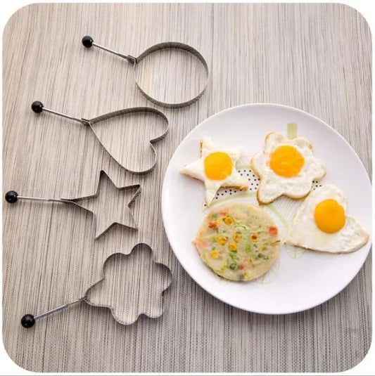 Egg Mould / Shaper | Star, Heart, Round, Flower Shaped Stainless Steel | Pack of 4