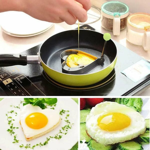 Pack of 4 Stainless Steel Egg Shaper Kitchen Tools (Star, Heart, Round, Flower)