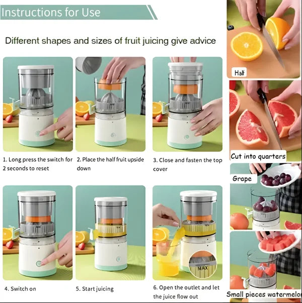 Portable Electric Citrus Juicer Hands-free Rechargeable Orange Lemon Grapefruit Juicer | Orange, Lemon, Grapefruit and all Citrus Fruits