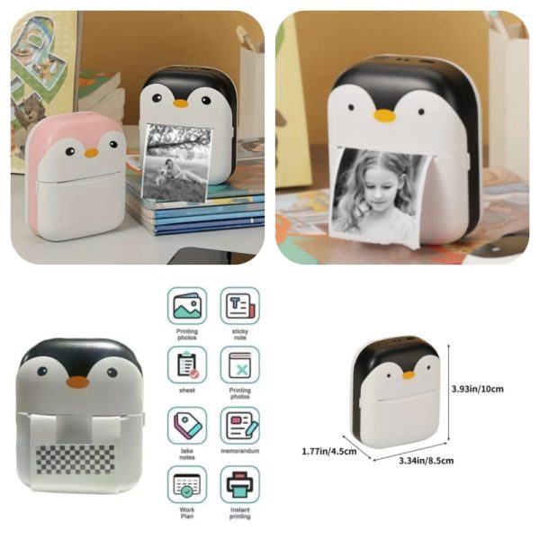 The Adorable Penguin Design Rechargeable Portable Mini Printer (Random Color)